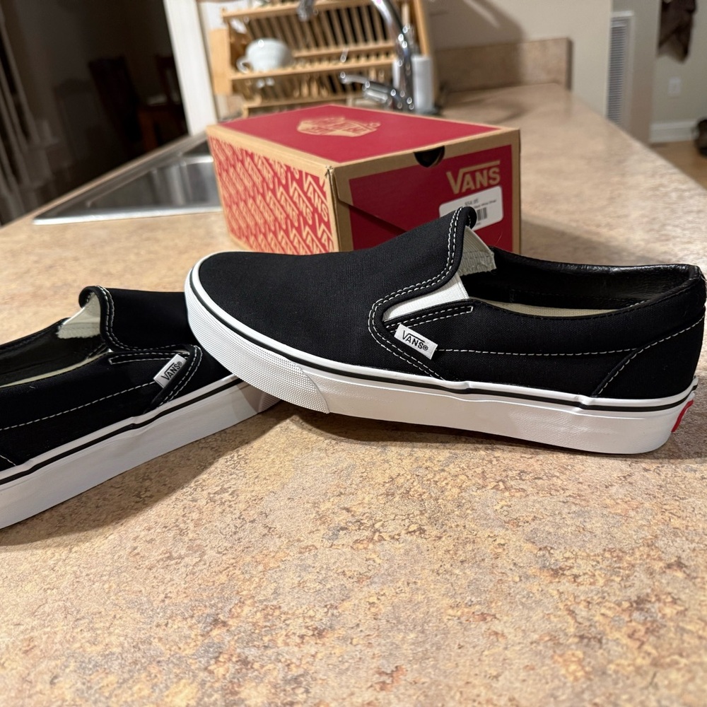 Vans Black and White Slip-On Shoes